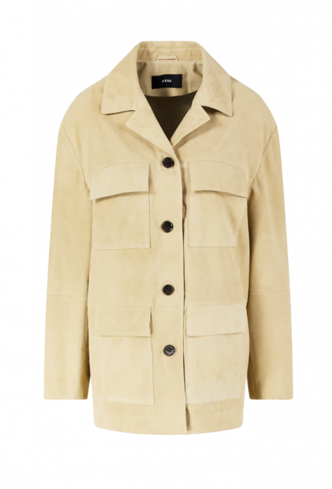 Der Trend! Lange Velourslederjacke von ARMA über Unger. Claudia Bessler Stylist Frankfurt am Main